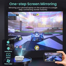 SnelShoppen - Mini Beamer WiFi Bluetooth Full HD 1080P, 4K Home Cinema, 300'' Display, Zoomfunctie, Compatibel met Smartphone/HDMI/USB/Laptop/Fire Sti — thumbnail 1