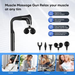 Dubbele Massage Gun - Spierontspanning Apparaat - Herstel Na Sport - Verlengde U-Handgreep - 12 Snelheden - Zwart — thumbnail 2