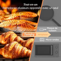 Heteluchtfriteuse Dubbel - Dubbele mand - Snelle maaltijden - Dual Blaze technologie - 10 liter capaciteit - Donker Zwart — thumbnail 4