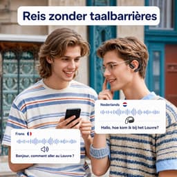 Home & Marker - AI Vertaal Oordopjes - Vertaal Apparaat - Real-time Vertalings oordopjes - 144 Talen & Dialecten - Offline Functie - Draadloze Spraakvertaler voor Reizen & Zakelijk - Bluetooth 5.4 - Beige - TRANZIO — thumbnail 5