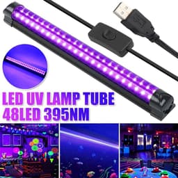Wclavion-Set van twee uv-blacklight led-balken met usb-aansluiting en aan/uitschakelaar sfeerverlichting voor feesten disco en thema-evenementen binnenshuis — thumbnail 4