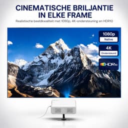 Mini Beamer 1080P en 4K ondersteuning - Smart Projector - Dolby Audio 8W - Bluetooth - WiFi - Autofocus - Google TV - Wit — thumbnail 4