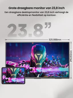 UPERFECT 23.8-inch draagbare monitor met geïntegreerde houder, 3840x2160 QLED 4K, USB-C- en Mini-HDMI-poort, tweede scherm voor laptop/telefoon/spelconsole, VESA-montage mogelijk — thumbnail 5