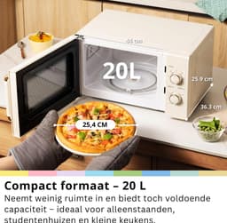 SNJY® Magnetron Vrijstaand - Microgolf - Microwave - 5 Standen - 20 Liter - 36,3D x 44B x 25,9H cm - 700W - Crème — thumbnail 5