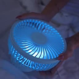 Draagbare oplaadbare bureauventilator met ledverlichting en haken – ventilator met 1200 mAh-accu voor tenten en reizen — thumbnail 3