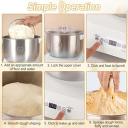 Deegmixer 7 liter - roestvrij staal - met fermentatiefunctie - ideaal voor thuisbakkerijen - ShopVlot — thumbnail 3