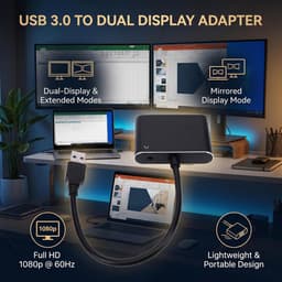 USB naar VGA Adapter - Externe Monitor Adapter - Productiviteit Verhogend - Dual Monitor Ondersteuning - 1920x1080P 60Hz - Zwart — thumbnail 2