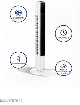 Smartstuff Torenventilator - Ventilator - Oscillatie - Afstandsbediening - Verkoeling - Stil — thumbnail 3