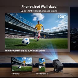 SnelShoppen - ZYNIX NIX500 Smart Mini-beamer 4K WiFi-projector met Android 14, Bluetooth 5.4, auto keystone, 270° rotatie voor thuisbioscoop, gaming & — thumbnail 2