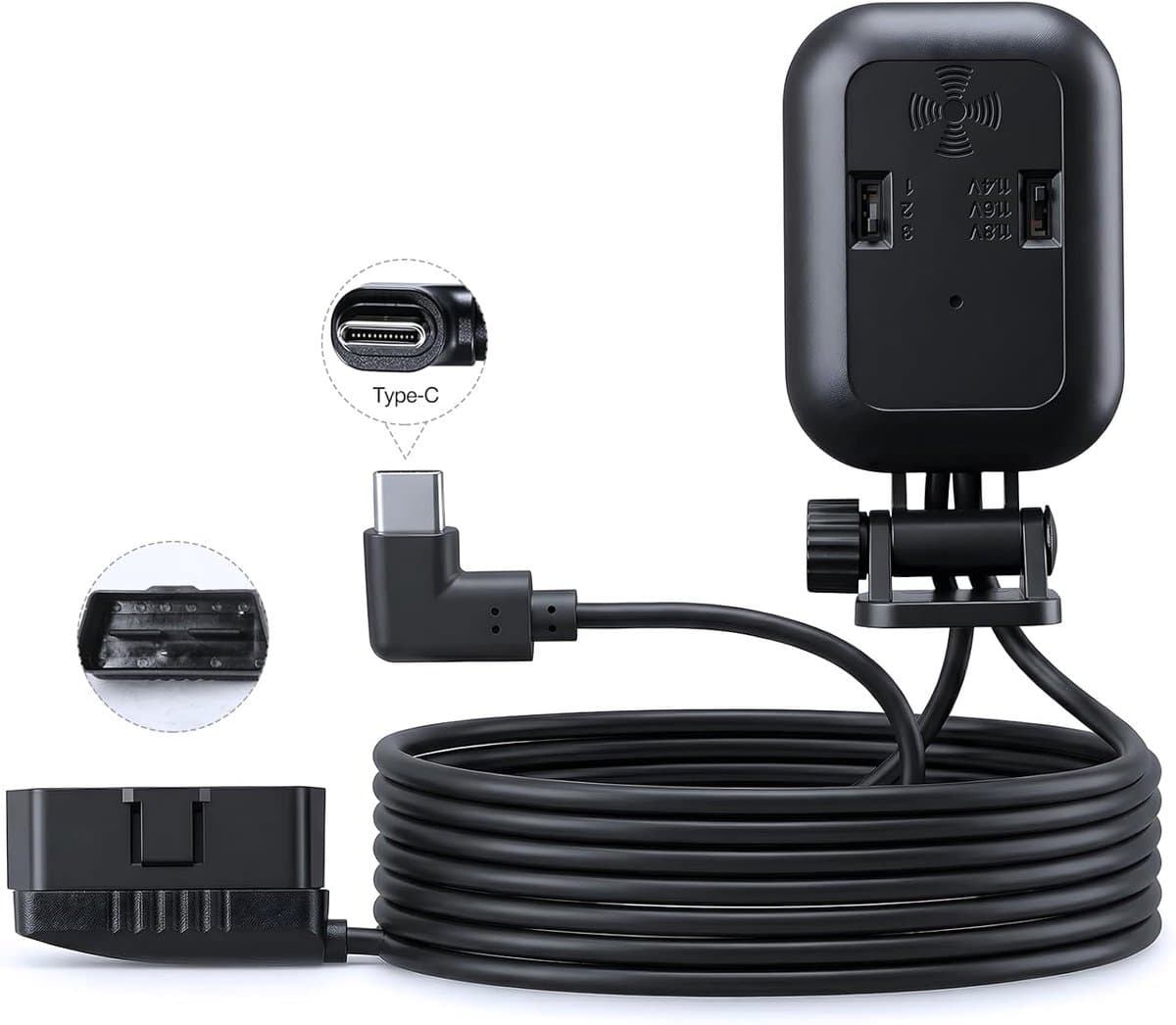 SnelShoppen - OBD2 Dashcam Stroomkabel USB-C - Vaste Bedradingsset met OBD-naar-Type C Adapter en Onderspanningsbeveiliging - 24-uurs Parkeerbewaking — afbeelding 1