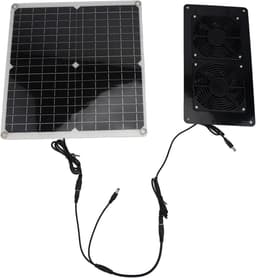 Uitlaatventilator Zonnepaneel - Dubbele Ventilator - Ruimte Koel Houden - IP65 Waterdicht Ontwerp - 30W 3000 RPM - Zwart — thumbnail 4