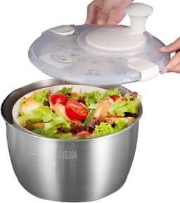 Salade Spinner - Groente Droger - Salades Maken - Roestvrij Staal - 5 Liter - Zilver — thumbnail 1