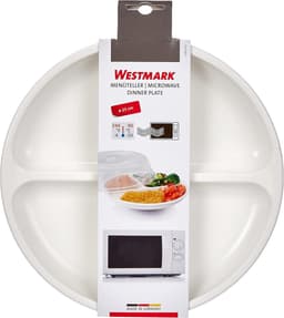 Magnetron bord - Maaltijd bord - Eten opwarmen - Drie vakken - 25 cm diameter - Wit — thumbnail 5