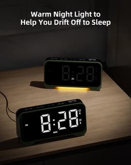 Digitale Wekker - LED Klok - Wakker Worden - Dubbel Alarm - 7 Inch Display - Groen — thumbnail 5