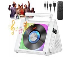 Multifunctionele CD Speler - Desktop Muziekspeler - Bluetooth 5.3 & FM Radio - Dubbele HiFi Luidsprekers - 5 EQ Effecten - 4000 mAh Oplaadbaar - USB/AUX - Draagbare CD Speler - Voor Slaapkamer & Kantoor & Buiten