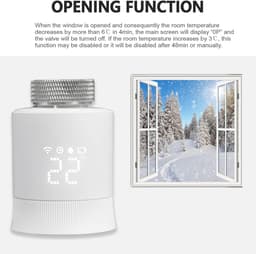 Slimme Thermostaat Klep - Radiatorknop App Bediening - Energie Besparen - Raam Open Detectie - M30 x 1.5mm - Wit — thumbnail 4