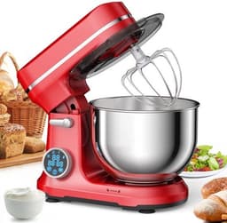 Keukenmixer - Keukenmachine - Foodprocessor - Keukenrobot - 1200W - OLED Touchscreen – 11 Snelheden – 5L RVS Mengkom – Elektrische Foodmixer - Rood — thumbnail 1