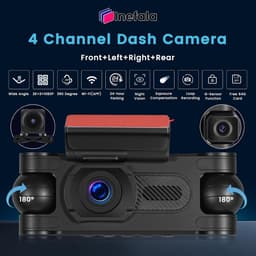 SnelShoppen - 4-kanaals dashcam 2K WiFi autovideo camera voorzijde en 1080P achterzijde, met 64GB kaart, loopopname, G-sensor, achteruitrijhulp — thumbnail 5