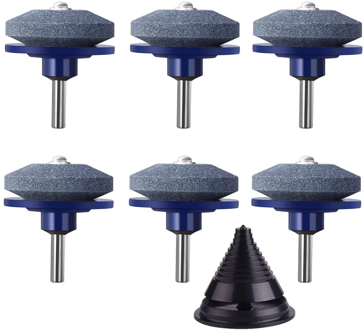 SnelShoppen - 6x Maaierscherper, Universele 5cm Multi-Scherpsteen met Rotobalans voor de Meeste Boormachines, Blauw, Tuin Accessoires — afbeelding 1