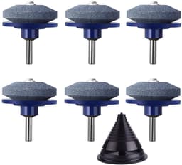 SnelShoppen - 6x Maaierscherper, Universele 5cm Multi-Scherpsteen met Rotobalans voor de Meeste Boormachines, Blauw, Tuin Accessoires — thumbnail 1