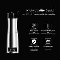 Draagbaar Koffiezetapparaat - Reiskoffiemachine Auto Koffie - Koffie Zetten Onderweg - Compact Roestvrij Staal Ontwerp - 150 ml - Zwart — thumbnail 4