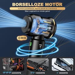 Draadloze Handstofzuiger - Mini Stofzuiger - Auto en Thuis - 4-in-1 Blaas Zuig - 25.000 Pa - Zwart — thumbnail 2