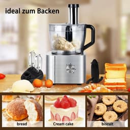 Emvae Keukenmachine - Groentesnijder - Hakmolen - Foodprocessor - Multifunctioneel - Hakken Mixen Kneden Snijden Raspen - 3,2L + 1,5L - Zwart — thumbnail 3