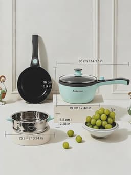 Multicooker - Groen - 1,5 L met stoompan - Elektrische antiaanbak braadpan - Voor Gezond en Snel Koken — thumbnail 5