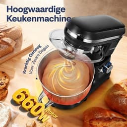 NIVA® Deegmachine - Mixer met Kneedhaak - Kneedmachine - Zwart - 39cm x 22cm x 48cm — thumbnail 4