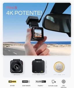 Dashcam voor auto - Zwart - Compact 4K 158° Lens - Met Nachtzicht en Spraakbesturing - Met Parkeermonitoring en GPS — thumbnail 2