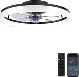 VALI® Ventilator Plafond - Ventilator Staand Afstandsbediening - Ventilator - Zwart/Bruin - 114cm x 114cm x 49cm — thumbnail 1