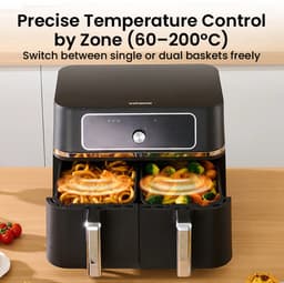 Dubbele Airfryer 9L – 2 x 4,5L – Dual Zone – 10 Voorgeprogrammeerde Programma’s – Digitale Bediening – Instelbare Temperatuur — thumbnail 3