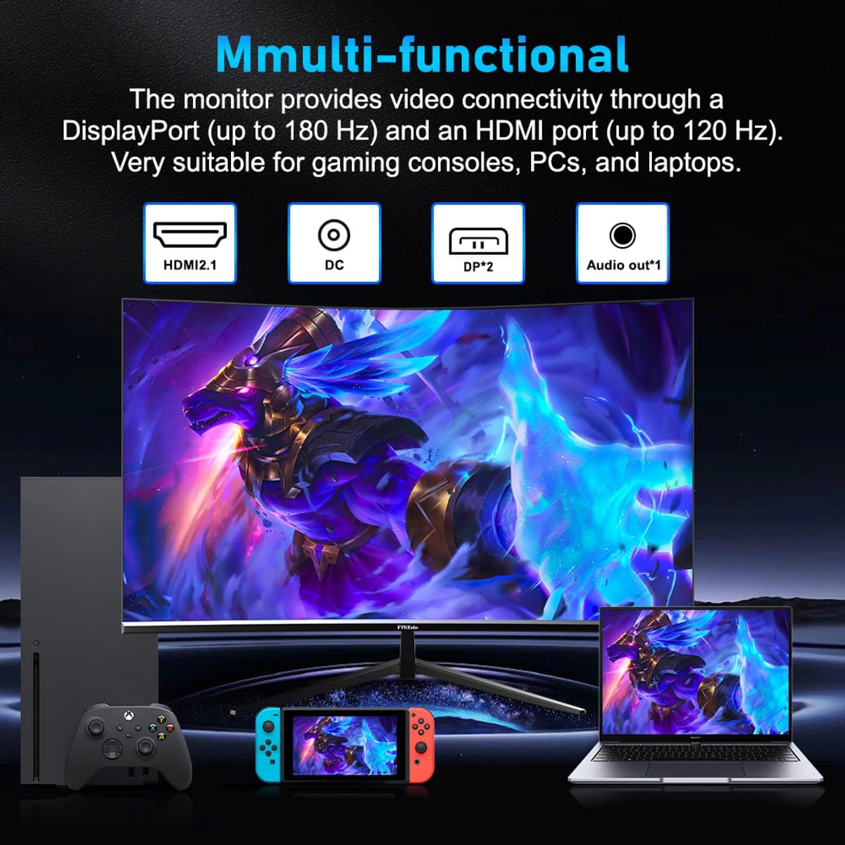 Gaming Monitor 24 Inch FHD 180 Hz - 1920 x 1080 Resolutie - VA Paneel - Ingebouwde Luidsprekers - Voor PC En Desktop — afbeelding 1