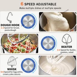 Keukenmachine - Standmixer - Bakken en Koken - 5-in-1 Multifunctioneel - 10L Kom - Rood — thumbnail 4