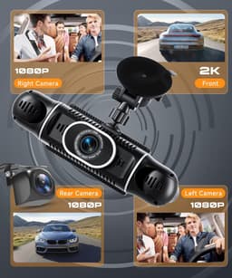 Thijox - 4-kanaals 360° Dashcam Auto 2K + 1080P WIFI - Hoge Resolutie Beveiligingscamera voor Auto, Voor- en Achteropnames, Nachtzicht, Beveiliging en — thumbnail 2