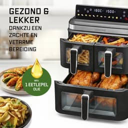 GOURMETmaxx FryUp3 Verticale heteluchtfriteuse 3 kamers | Airfryer XXL met 3 grillrekken en 3 kijkvensters | heteluchtfriteuse XXL - 17 l | Air Fryer friteuse zonder olie — thumbnail 5