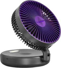 LISM - Opvouwbare mini-ventilator met nachtlampje, ultrastille oplaadbare bureauventilator, 4800 mAh, draagbare ventilator met 5 snelheden en nachtlampje, Geschikt voor slaapkamer, thuis of op kantoor (zwart) — thumbnail 1