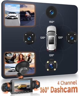 Dashcam - 4-Kanaals - 360 Graden Opname - Hoge Resolutie - Voor Auto's — thumbnail 2