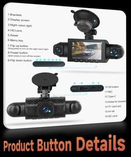 Dashcam - 4-Kanaals - 360 Graden Opname - Hoge Resolutie - Voor Auto's — thumbnail 5