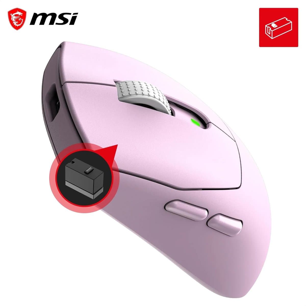 MSI FORGE GM340 WIRELESS VIOLET – Gamingmuis – Draadloos RF - Bluetooth – Optisch – 12.000 DPI — afbeelding 1
