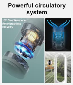 Staande Ventilator - Torenmodel - Verkoeling en Warmte - Bladloos Ontwerp - 90 Graden Oscillatie - Wit Zilver — thumbnail 5