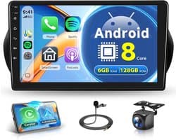Auto radio 10.1 inch - 8-core Android - 6GB RAM + 128GB opslag - Navigatie en Bluetooth - SnelShoppen