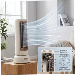 LISM - Mini Torenventilator, Mini Torenventilator met Drie Snelheden, Kleine USB Oplaadbare Ventilator Geschikt voor Slaapkamer en Kantoor, Wit, Mini Ventilator — thumbnail 2