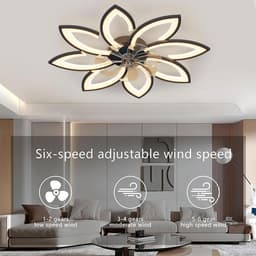 Plafondventilator met LED Verlichting – Ø50 cm – Dimbaar – 6 Snelheden – Afstandsbediening – Timer – Zomer- & Winterstand – Zwart — thumbnail 4