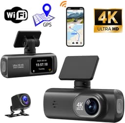 KZQ Dashcam 4K voor en achter met dubbele camera WiFi GPS WDR nachtzicht zwaartekrachtsensor en app-bediening voor auto — thumbnail 1