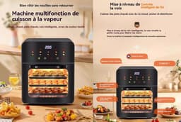 Airfryer met 3 Kookplaten - Mini Oven Heteluchtfriteuse - Gezond Koken - Intelligente Spraakbesturing - 25 Liter - Zwart — thumbnail 5