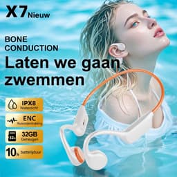 X7S - Bone Conduction Headphone – Open-Ear Sport Oortjes – Sport Hoofdtelefoon – Bluetooth Koptelefoon – IPX8 Waterbestendig – Hardlopen & Fitness – Wit — thumbnail 2