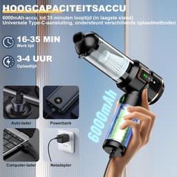 Handstofzuiger Draadloos 28000Pa – 4-in-1 Autostofzuiger – LCD Display – 6000 mAh — thumbnail 3