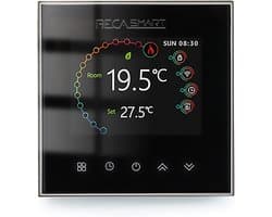 Slimme Thermostaat - Wandthermostaat Programmeerbaar - Verwarming Regelen - Wifi Spraakbesturing - 8.6 cm - Zwart