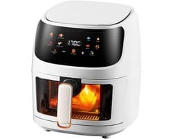Heteluchtfriteuse met kijkvenster - Frituurpan zonder olie - Gezond koken - Watermist stoomfunctie - 8 liter capaciteit - Wit
